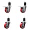 Service Caster 3.5'' Red Poly Swivel 1-3/4'' Expanding Stem Caster Set 2 Total Lock Brakes, 4PK SCC-EXTTL20S3514-PPUB-RED-2-S-2-134 - alternate 1